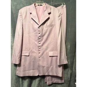 Milano Moda 48L 2pc Lilac Suit Jacket Pants Church Wear Mens Stripe 50 Bust 34L